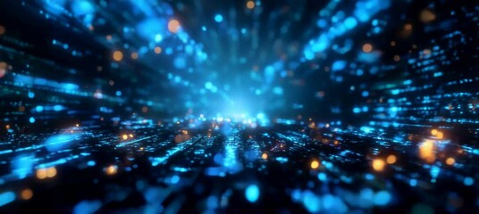 Virtual digital space portal technology background. Generative video AI technology.