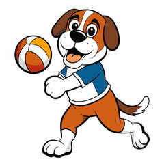 Basketball Plying Dog Silhouette vector and illustration on white Background For T-Shirt