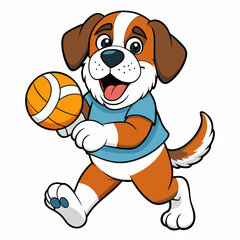 Basketball Plying Dog Silhouette vector and illustration on white Background For T-Shirt