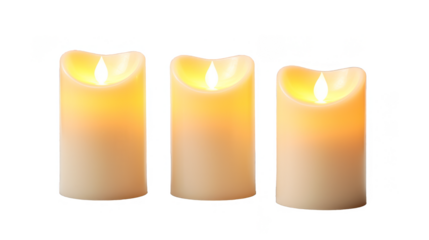 Three LED Flameless Candles, Battery Operated, Realistic Flicker, Warm White, Home Decor