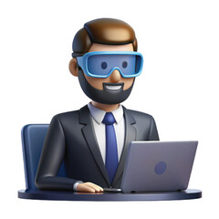 3D Cartoon of a handsome young businessman