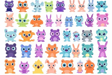 Cute and Colorful Cartoon Animals in Various Adorable Designs