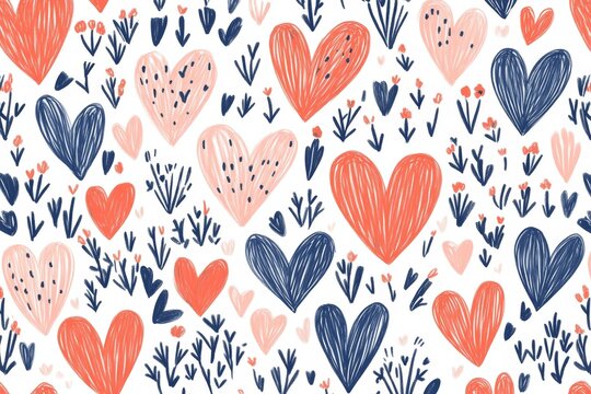 Adorable hand drawn heart pattern for valentine s day, weddings, and mother s day celebrations