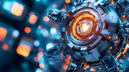 Futuristic Tech Sphere, Abstract 3D Render - Abstract Backgrounds