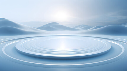 Fototapeta premium Digital blue and white circular ripples graphics poster background