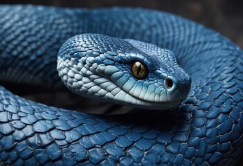 Blue viper snake in closeup with textured scales, viper, danger
