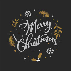 Merry Christmas vector. Christmas greeting card design.