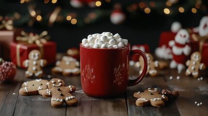 christmas cookies and cup of coffee IA image