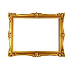 Gold plated picture frame with ornaments isolated on white background frame isolated frame border design background isolated