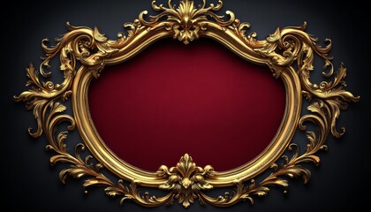 Ornate Golden Frame with Red Background Center