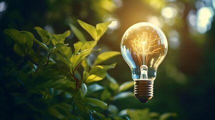 digital forest glowing light bulb graphic poster background