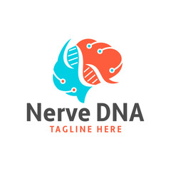 Obraz premium brain nerve dna logo