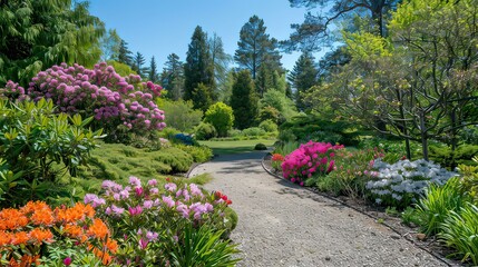Fototapeta premium A square shot of a colorful flower garden during spring.
