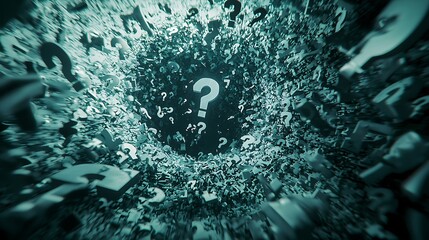 A question mark is surrounded by a bunch of other question marks