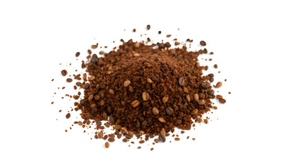 Instant coffee granules isolated on white background and texture