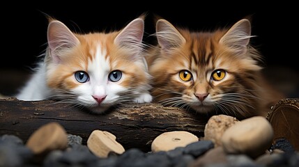 two cats HD 8K wallpaper Stock Photographic Image