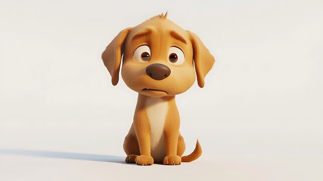 A cartoon dog is sitting on a white background