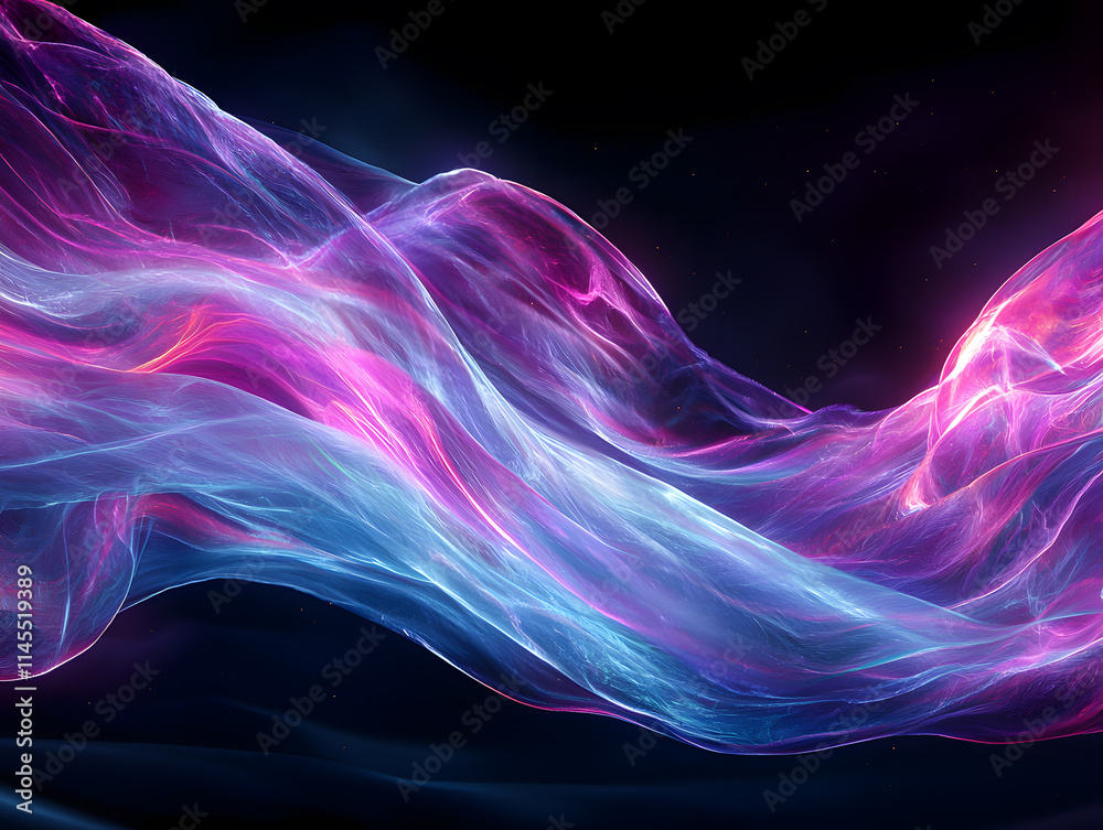 Poster dynamic colorful waves of light abstract environment digital art vibrant display conceptual visualiz