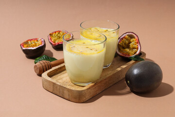 Passion fruit mousse, concept of tasty dessert