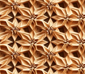 Fototapeta premium Modern floral 3D geometric seamless, Stylized 3D Floral Geometric Pattern Seamless Design