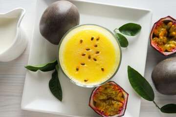Passion fruit mousse, concept of tasty dessert