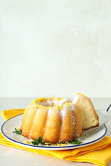 Tasty bake food concept - delicious lemon cake