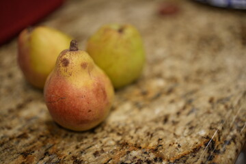 pears on a counter