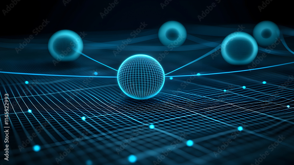 Poster connecting digital nodes in a virtual environment technology concept abstract network visualization 