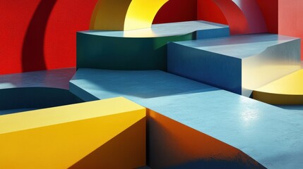 Abstract Colorful Geometric Shapes Composition