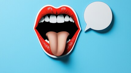 Obraz premium Expressive paper cutout mouth fun design creative art indoor close-up