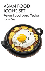 Asian food logo vector icon set 