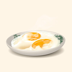 Nanyang Kopitiam Half Boiled Egg Illustration.
