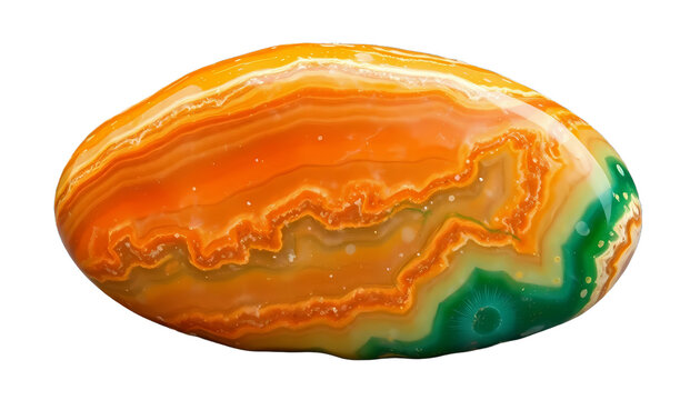 Smooth Variscite Stone with Orange and Green Layers isolated PNG