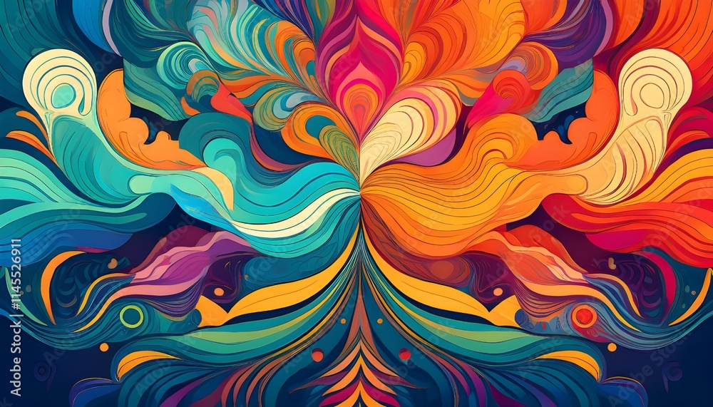 Poster world day of social justice, an abstract background with vibrant colors and dynamic patterns, symbol