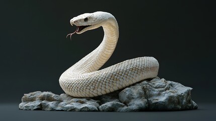 Fototapeta premium Albino Snake Coiled on Rocky Terrain