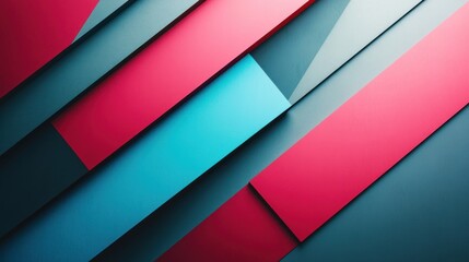 Obraz premium Abstract Geometric Design: Interplay of Teal, Pink, and Gray Rectangles