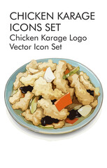 Chicken karaage logo vector icon set 
