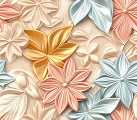 Modern floral 3D geometric seamless, Elegant Floral 3D Geometric Pattern Design