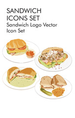 Sandwich logo vector icon set 