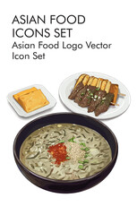 Asian food logo vector iicon set 