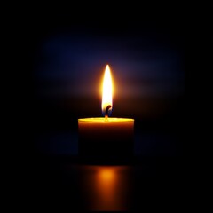 Single Candle Flame Illuminating Darkness Hopeful Light