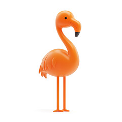Adorable Orange Flamingo Cartoon 3D Render Illustration  Summer Tropical Bird Fun