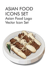 Asian Food logo vector icon set 