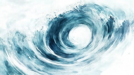 Beautiful watercolor swirl representing ocean waves, capturing movement and tranquility in shades of blue and white.