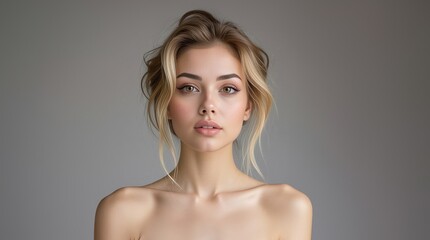 Fototapeta premium Perfect beauty woman face. Natural beauty. Beautiful young woman with clean fresh skin. Face care, Facial treatment, cosmetology, beauty and spa.