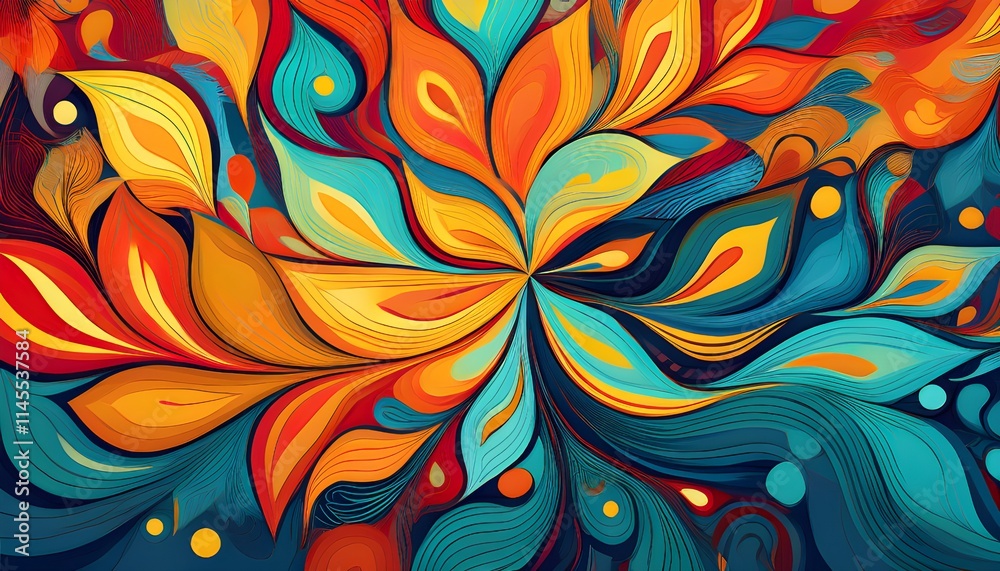 Poster world day of social justice, an abstract background with vibrant colors and dynamic patterns, symbol