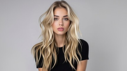 Naklejka premium Portrait of a sexy model with and natural makeup. Perfect beauty girl face. Natural beauty. Beautiful young woman with clean fresh skin. Face care, Facial treatment, cosmetology, beauty and spa.