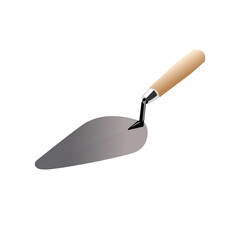 Isometric cement trowel isolated on white background.Construction trowel vector icon,Spatula with wooden handle,This image is made by myself, not using AI