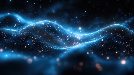 Obraz premium Abstract waves of light and particles in space.