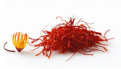 Naklejka premium Crimson threads of saffron spice, a vibrant culinary treasure.